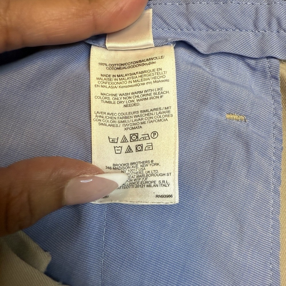 Brooks Brothers Mens Big/Tall Sz 40 Flat Front Chino Khaki Short 9" Inseam - Picture 7 of 8